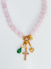 Cargar imagen en el visor de la galería, Rose Quartz Gemstone Knotted Necklace