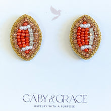 Load image into Gallery viewer, Burnt Orange GameDay Football Dainty Stud Earrings