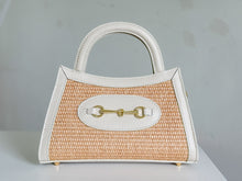 Load image into Gallery viewer, Donatella Raffia & Leather Top Handle Handbag | Ivory