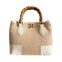Load image into Gallery viewer, Bamboo Handle Raffia Handbag | Ivory