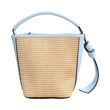 Load image into Gallery viewer, Julia Raffia and Leather Handbag | Light Blue