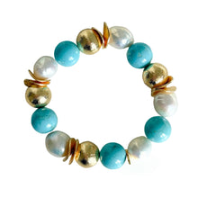 Cargar imagen en el visor de la galería, Candace Bracelet Turquoise and Fresh Water Pearls | 12mm