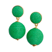 Load image into Gallery viewer, Lantern Raffia Earrings | Kelly Green