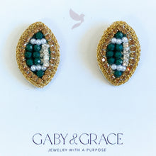 Load image into Gallery viewer, Green GameDay Football Dainty Stud Earrings