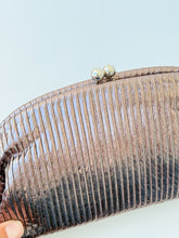 Load image into Gallery viewer, Pochette Pleated Metallic Clutch Handbag | Bronze