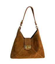 Load image into Gallery viewer, Sofia Suede Hobo Shoulder Bag | Tobacco