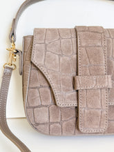 Load image into Gallery viewer, Carlotta Croc-Embossed Suede Saddle Bag | Taupe