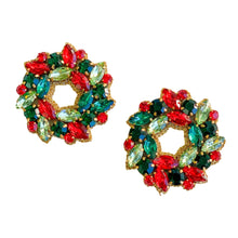 Load image into Gallery viewer, Pre- order | Holiday Wreath Earrings | Red & Green