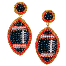 Charger l'image dans la galerie, Boucles d’oreilles de football GameDay perlées bleu marine et orange