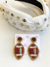 Load image into Gallery viewer, Brown Beaded GameDay Football Earrings