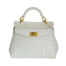 Load image into Gallery viewer, Alessa Woven Leather Top-Handle Bag | Ivory