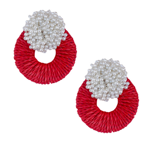 Mia Raffia Earrings | Red