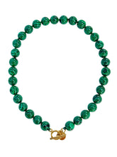 Cargar imagen en el visor de la galería, Green Malachite Gemstone Knotted Necklace