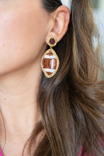 Load image into Gallery viewer, Brown Beaded GameDay Football Earrings