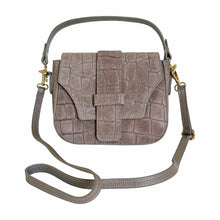 Load image into Gallery viewer, Carlotta Croc-Embossed Suede Saddle Bag | Taupe