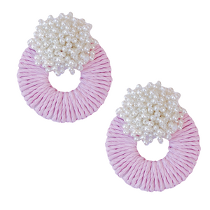 Mia Raffia Earrings | Light Pink