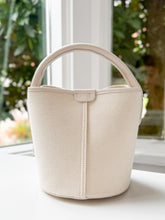 Load image into Gallery viewer, Canvas & Leather Bucket Bag | Ivory Trim