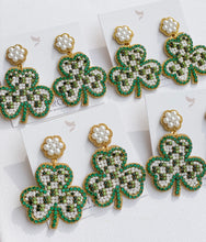 Load image into Gallery viewer, St. Patrick Gingham Clover Earrings