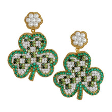 Load image into Gallery viewer, St. Patrick Gingham Clover Earrings