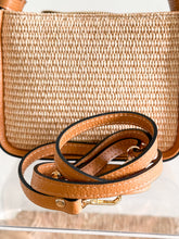 Load image into Gallery viewer, Caterina Raffia and Leather Handbag | Cognac