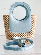 Load image into Gallery viewer, Arianna Petite Raffia and Leather Handbag | Light Blue