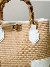 Load image into Gallery viewer, Bamboo Handle Raffia Handbag | White