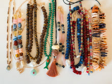 Load image into Gallery viewer, Gold Wire Choker – Mint Green Stone and Ruby Red Crystal Droplet Necklace