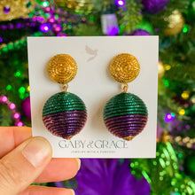 Load image into Gallery viewer, Metallic Mardi Gras Lantern Earrings