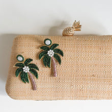 Load image into Gallery viewer, Green Palm Tree Beaded Earrings