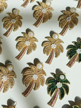 Cargar imagen en el visor de la galería, RESORT JEWELRY, GOLD BEADED PALM TREE EARRINGS.