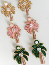 Load image into Gallery viewer, Pink Palm Tree Beaded Earrings