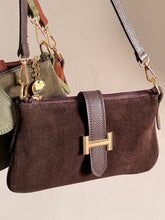 Load image into Gallery viewer, Honore Shoulder Suede H Handbag | Chocolate