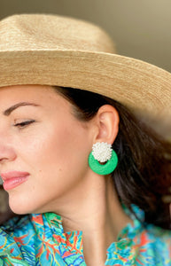 Mia Raffia Earrings | Green