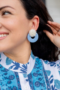 Mia Raffia Earrings | Light Blue