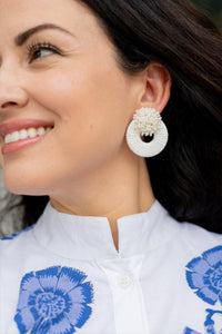 Mia Raffia Earrings | White