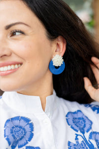 Mia Raffia Earrings | Royal Blue