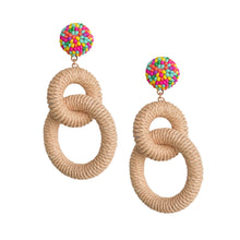 Load image into Gallery viewer, Nantucket Raffia Earrings | Natural Multicolor
