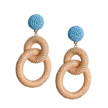 Load image into Gallery viewer, Nantucket Raffia Earrings | Natural Carolina Blue