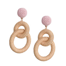 Load image into Gallery viewer, Nantucket Raffia Earrings | Natural Pink