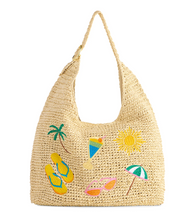 Charger l'image dans la galerie, Coastal Vacay Raffia Tote Handbag