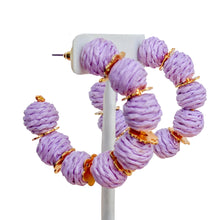 Cargar imagen en el visor de la galería, Pendientes de aro de rafia | Lila