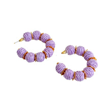 Cargar imagen en el visor de la galería, Pendientes de aro de rafia | Lila