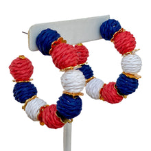Load image into Gallery viewer, Raffia Hoop Earrings | Americana