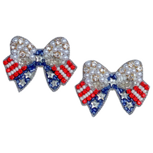 Load image into Gallery viewer, Americana Bow Earrings
