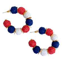 Load image into Gallery viewer, Raffia Hoop Earrings | Americana