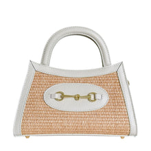 Load image into Gallery viewer, Donatella Raffia & Leather Top Handle Handbag | Ivory