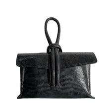 Cargar imagen en el visor de la galería, Wristlet Leather Handbag | Black Snakeskin