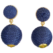 Load image into Gallery viewer, Lantern Raffia Earrings | Navy Blue
