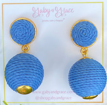 Load image into Gallery viewer, Lantern Raffia Earrings | Azure