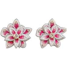 Load image into Gallery viewer, Dahlia Pink & White Flower Earrings